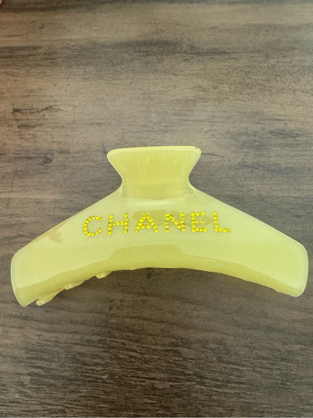 NWT Yellow Rhinestone Logo Hair Claw/Clip